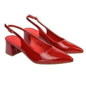 XY London Womens/Ladies Becky Patent Leather Sling Back Court Pumps / Red